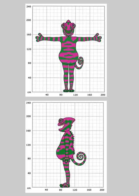 Entwurf Maskottchenkostüm Chamäleon