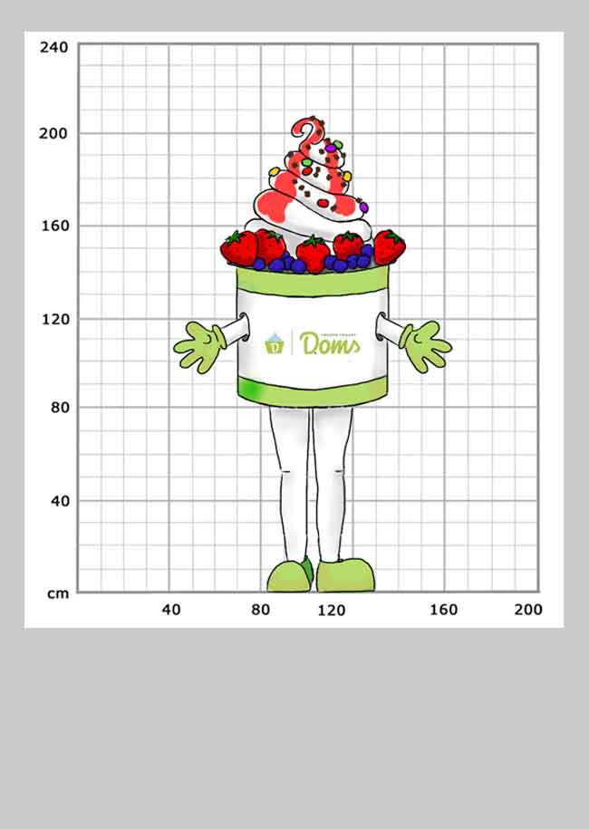 Entwurf Maskottchenkostüm Frozen Yoghurt